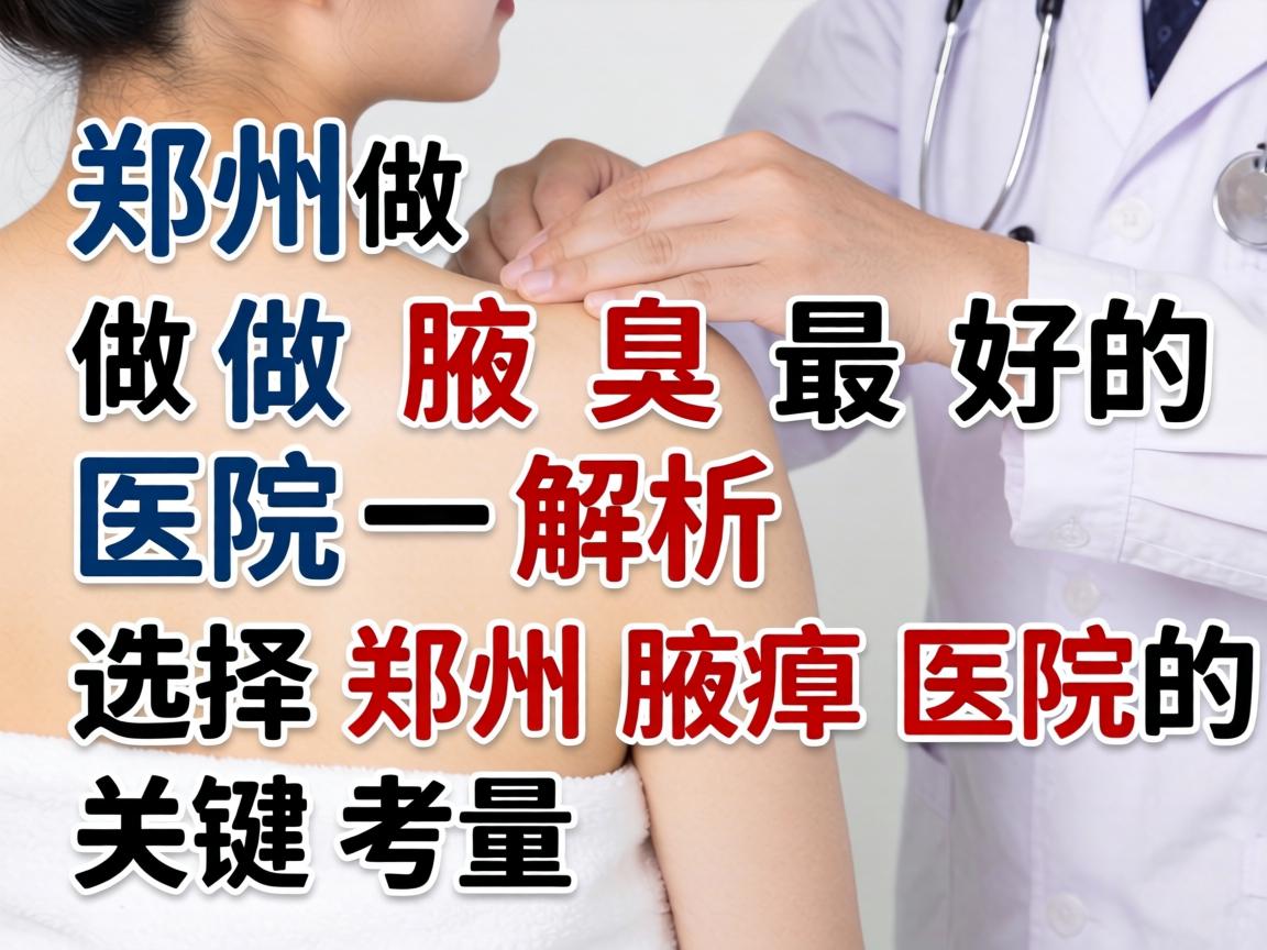 郑州做腋臭最好的医院解析，选择郑州腋臭医院的关键考量