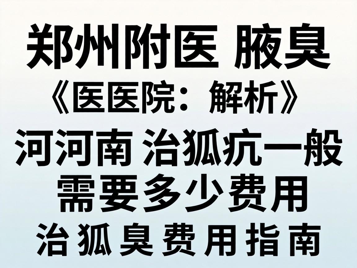郑州附医腋臭医院解析，河南治狐臭一般需要多少费用？治狐臭费用指南