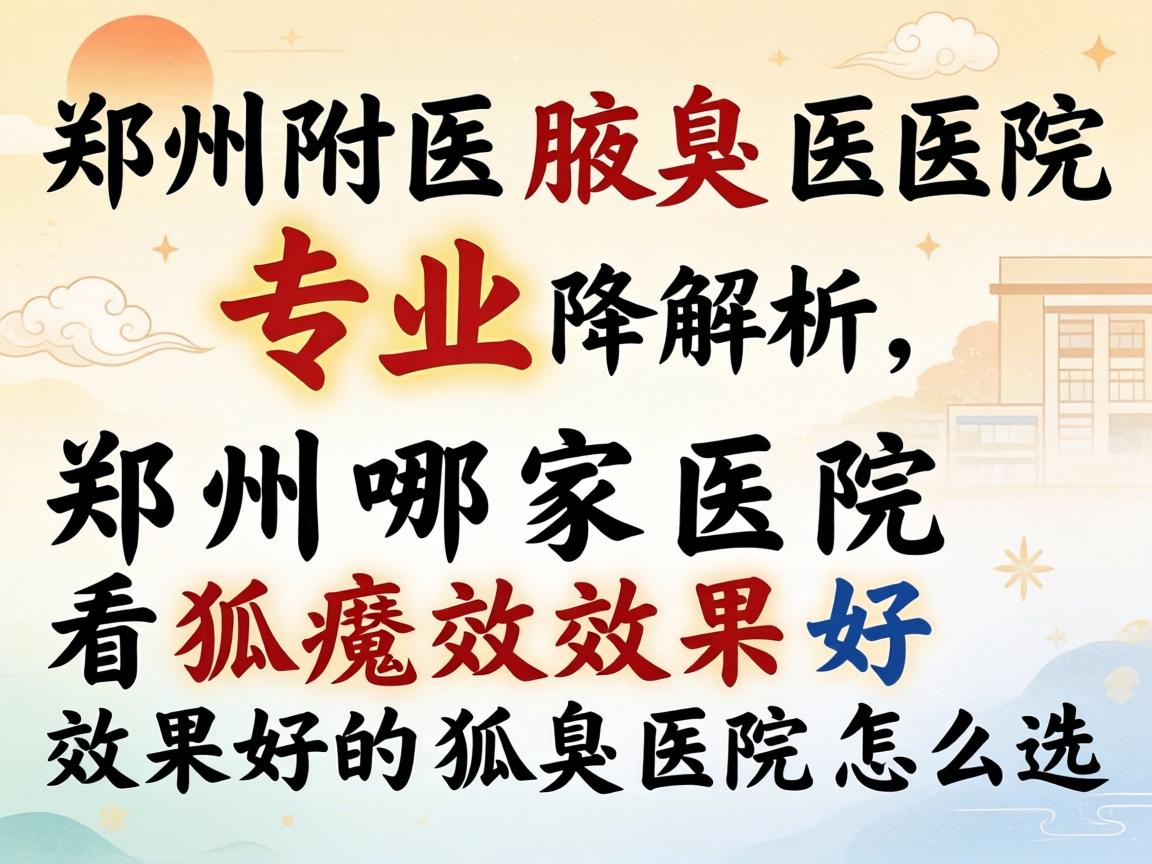 郑州附医腋臭医院专业解析，郑州哪家医院看狐臭效果好，效果好的狐臭医院怎么选